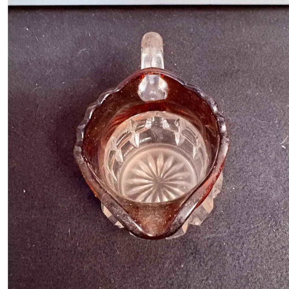 Vintage Cranberry Glass Creamer | Ruby Flash Over Clear Pressed Glass